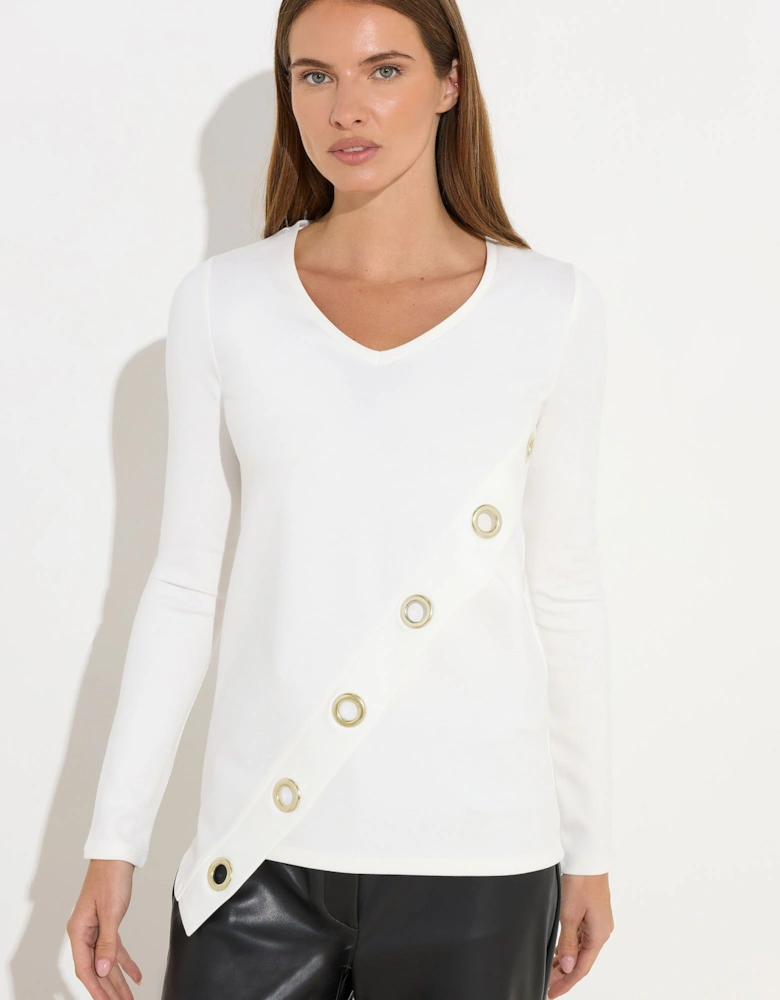 Asymmetric Eyelet Detail Top