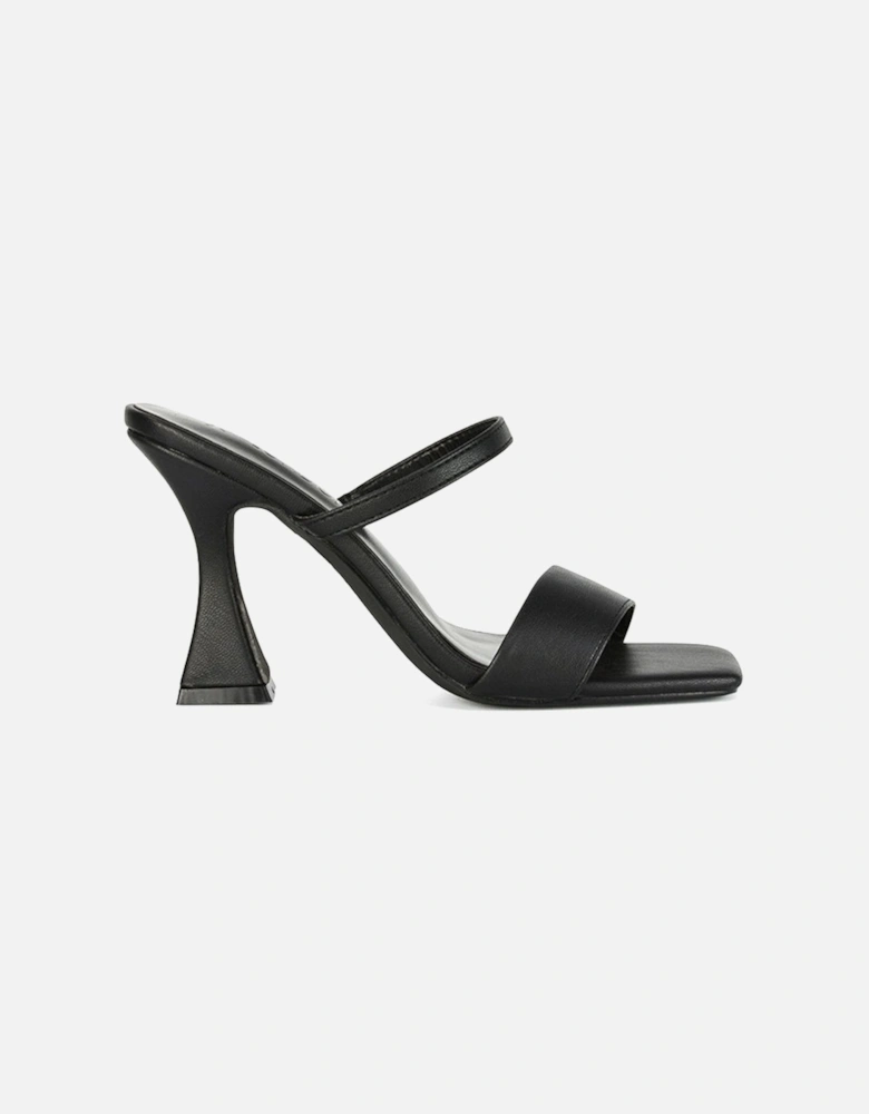'Haven' Double Strap Square Toe Sculptured Heel Mule Sandals