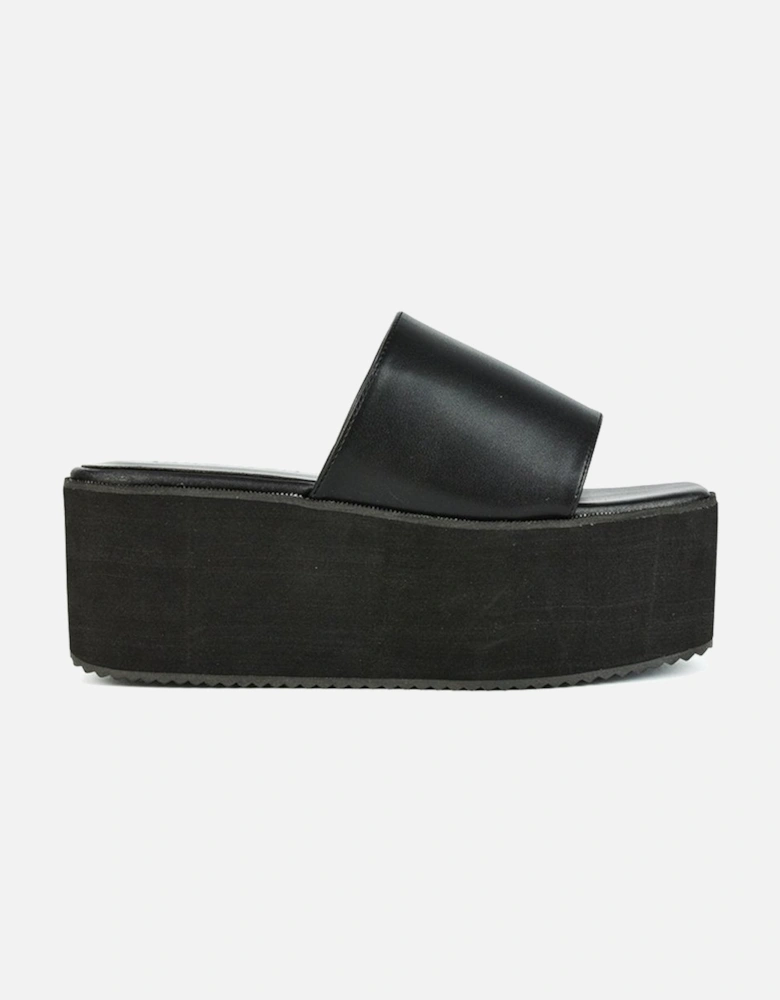 'Kaiya' Square Toe Slip on Flatform Slider Sandals