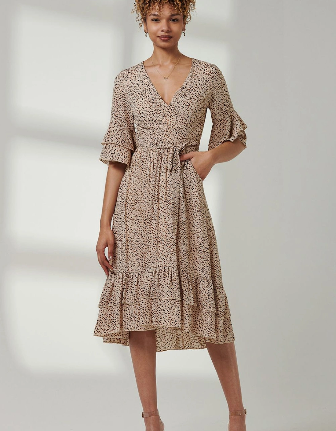 Litzy Print Flute Sleeve Midi Dress, 2 of 1