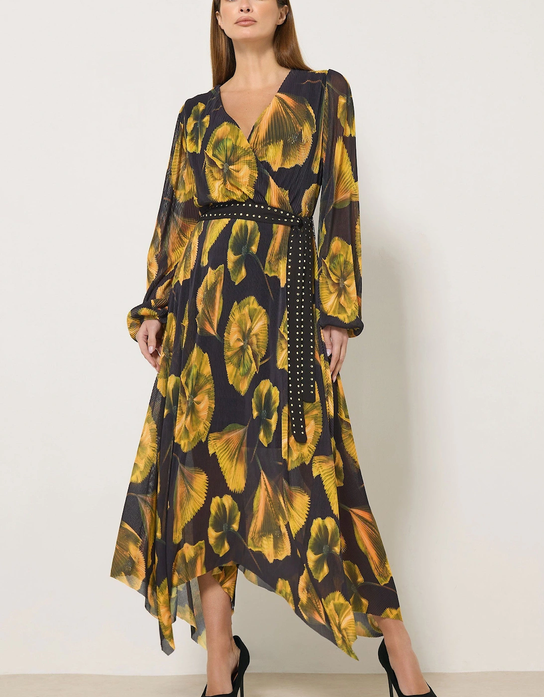 Floral Mesh Pleated Maxi Dress, 2 of 1