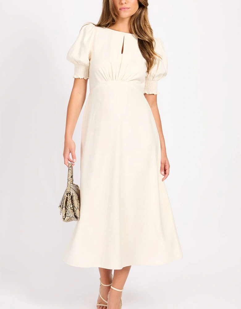Cream Linen Midaxi Dress