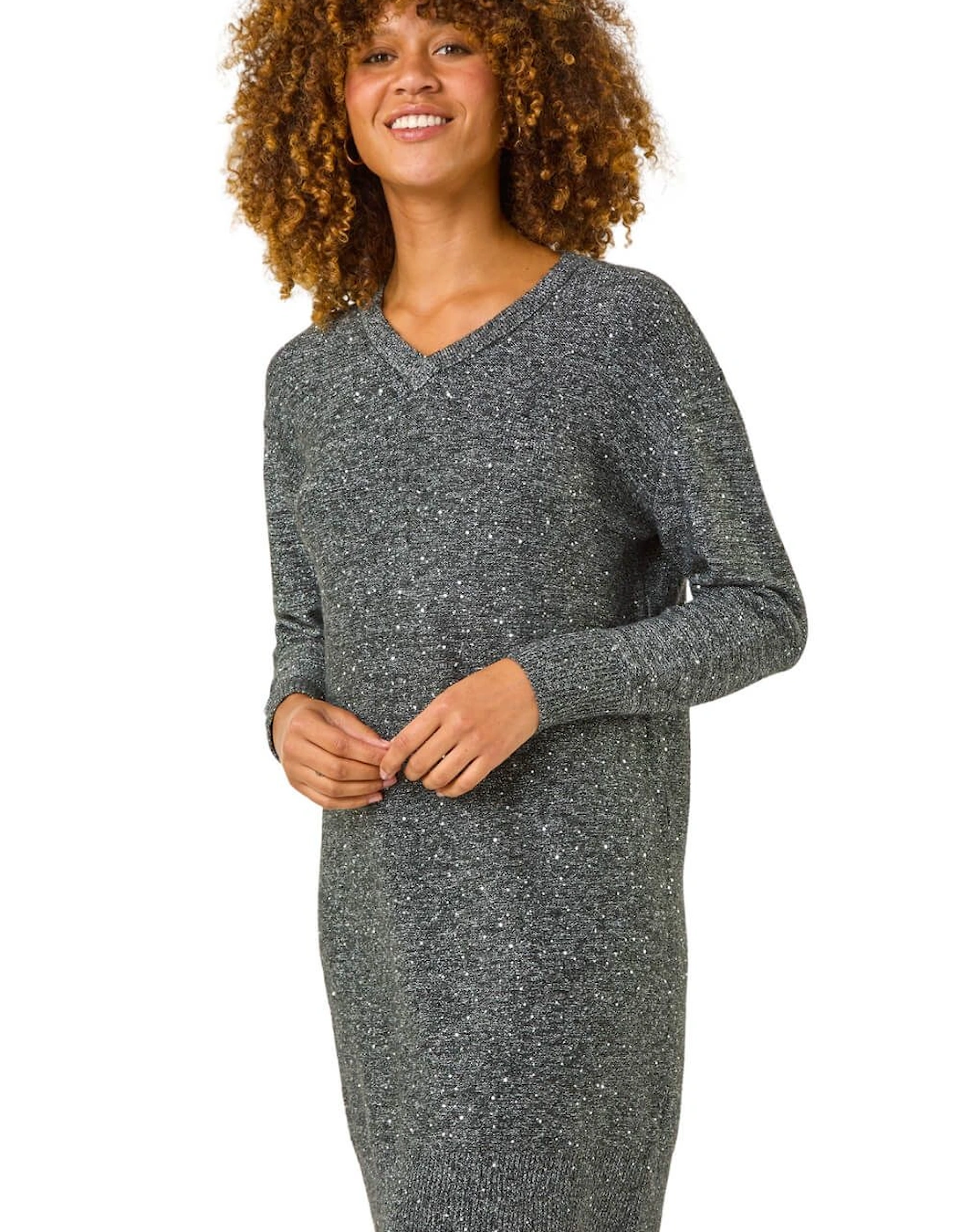 Sequin Detail Stretch Jumper Dress, 2 of 1