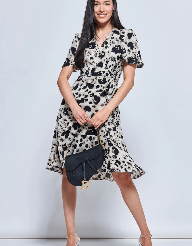 Loretta Wrap Tie Waist Skater Dress