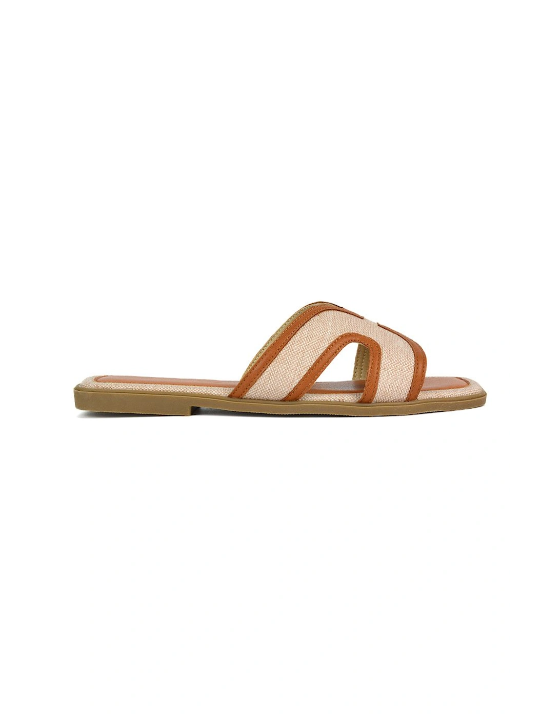 'Isabella' Slip On Cut Out Square Toe Flat Sandal Slides, 2 of 1