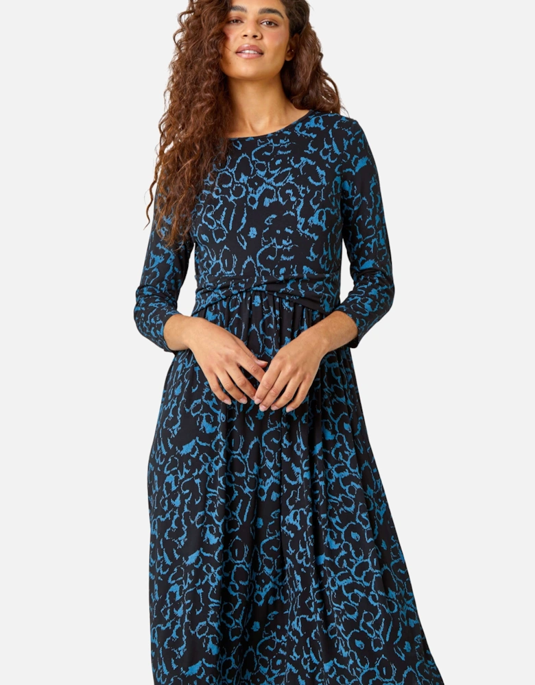 Twist Waist Animal Print Stretch Dress