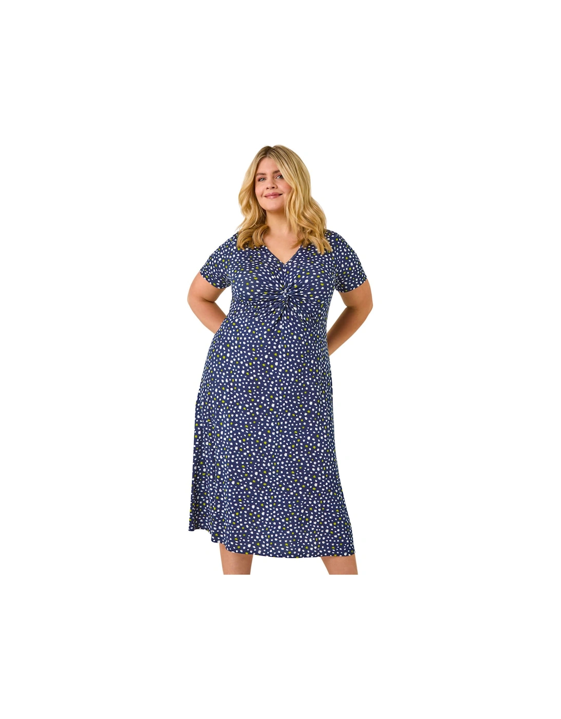 Curve Abstract Twist Front Stretch Midi Dress, 2 of 1