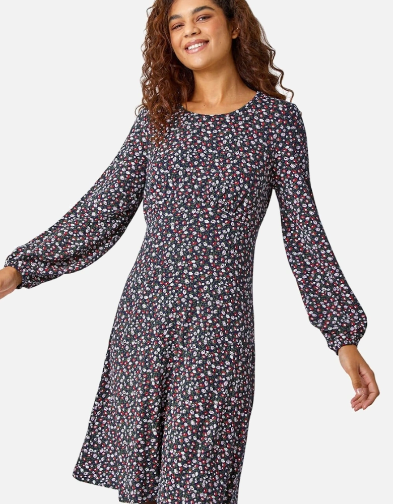 Ditsy Floral Print Stretch Dress