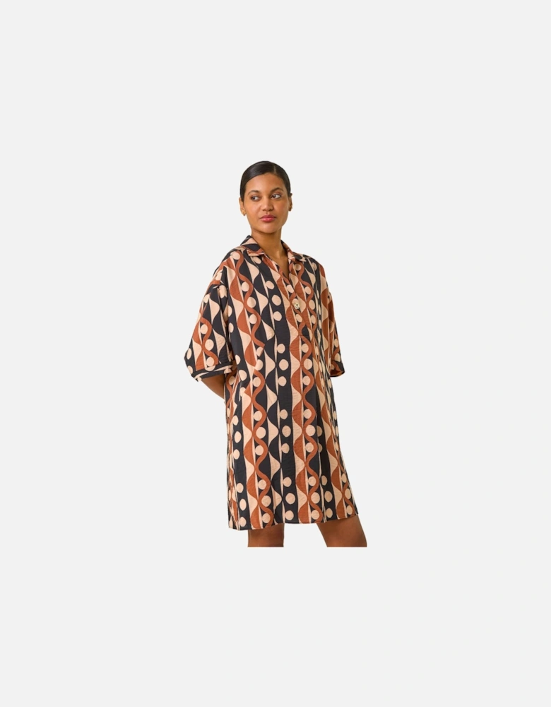 Geometric Collared Shirt Dress