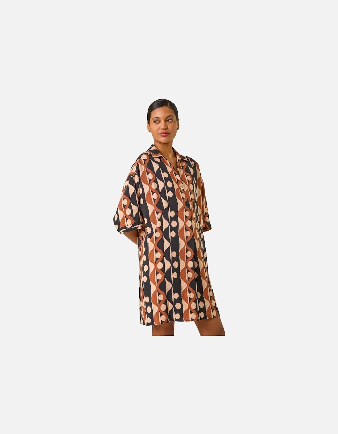 Geometric Collared Shirt Dress, 2 of 1
