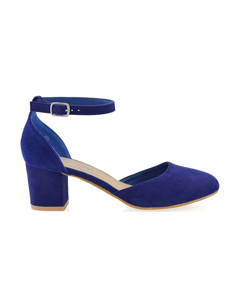 'Billie-May' Chunky Strappy Mid Block High Heels Court Shoes