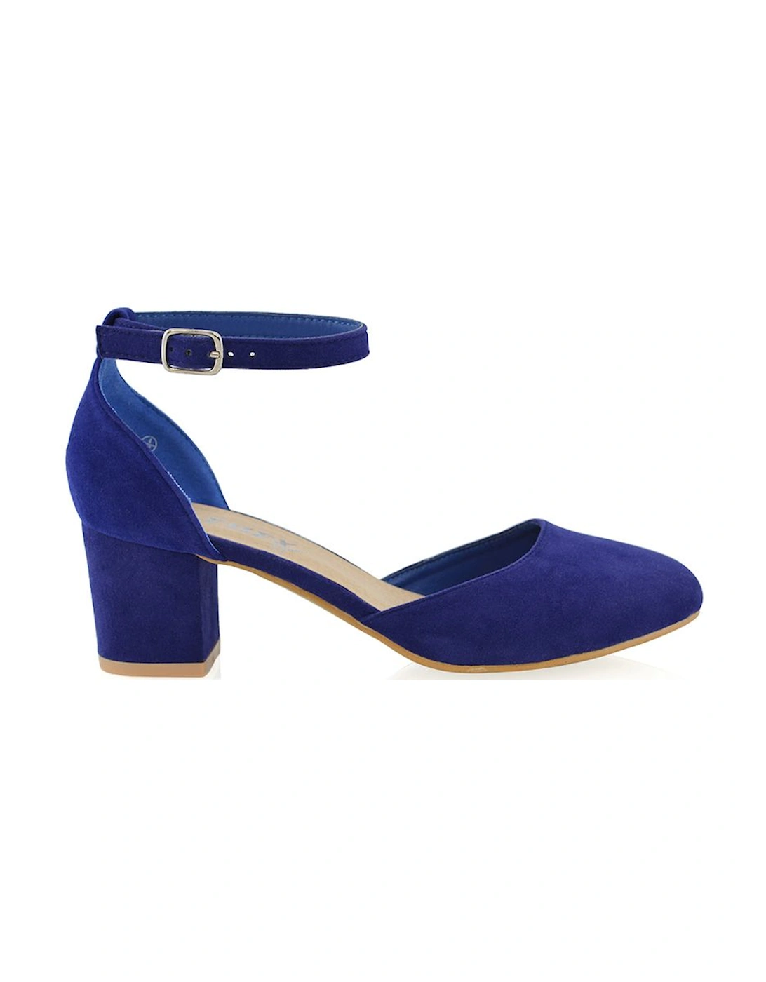 'Billie-May' Chunky Strappy Mid Block High Heels Court Shoes, 2 of 1