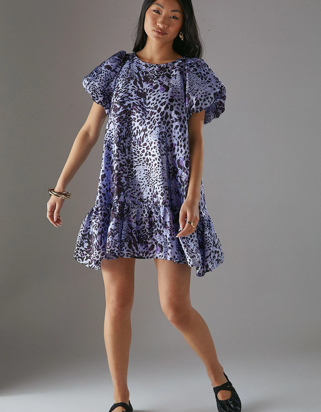 Petite Organza Puff Sleeve Swing Mini Dress, 2 of 1
