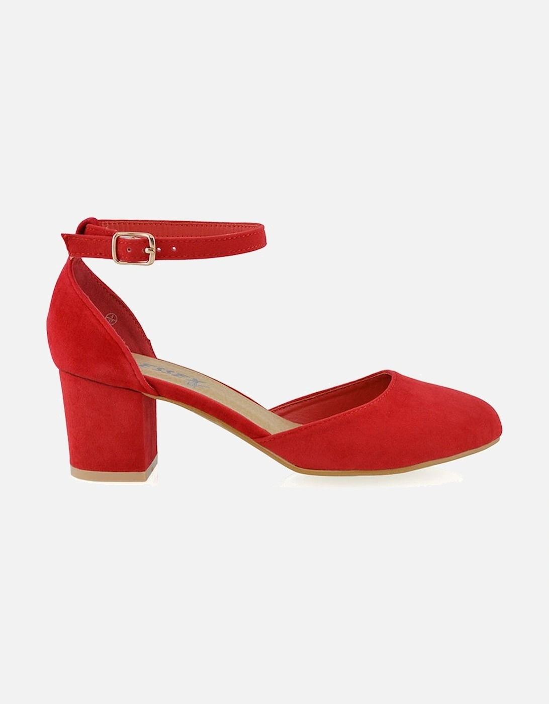 'Billie-May' Chunky Strappy Mid Block High Heels Court Shoes, 2 of 1