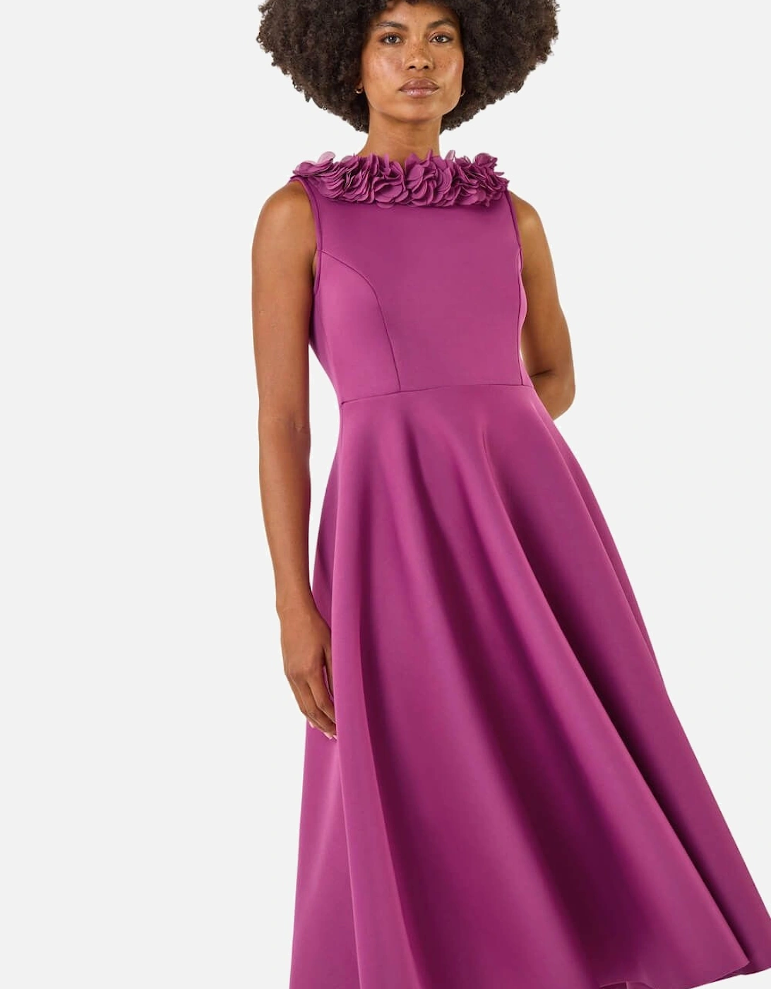Chiffon Flower Trim Premium Stretch Dress, 2 of 1