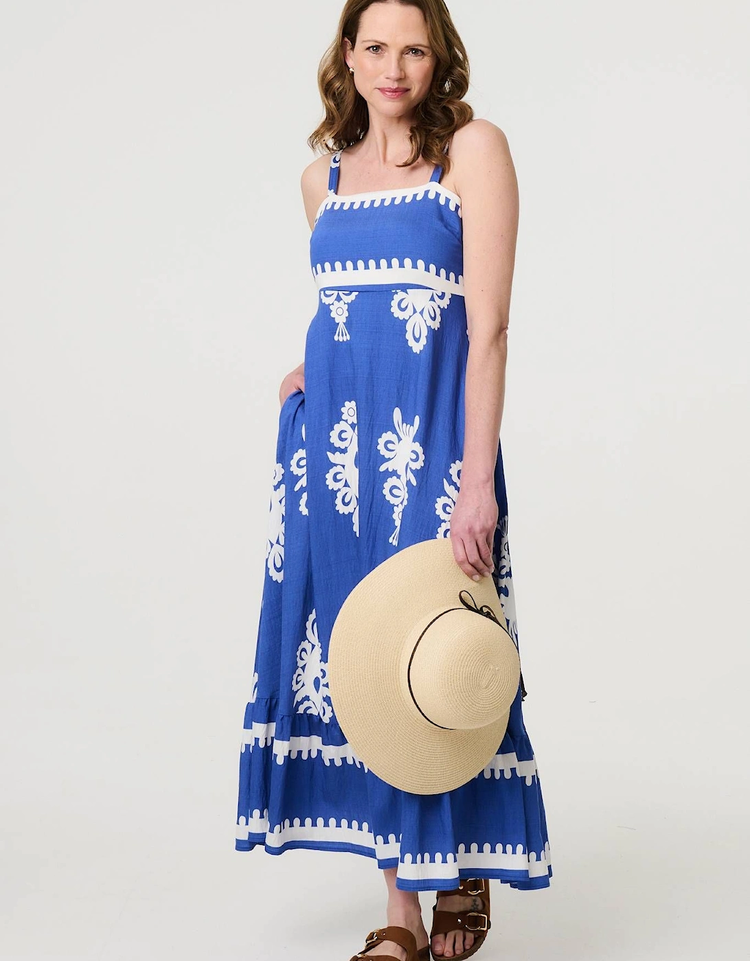 Ikat Print Sleeveless A-Line Maxi Dress, 2 of 1