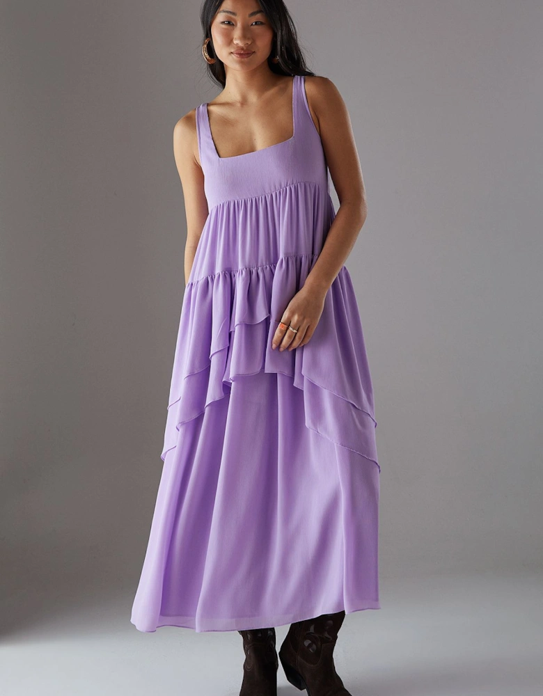 Petite Chiffon Ruffle Tier Smock Midi Sundress