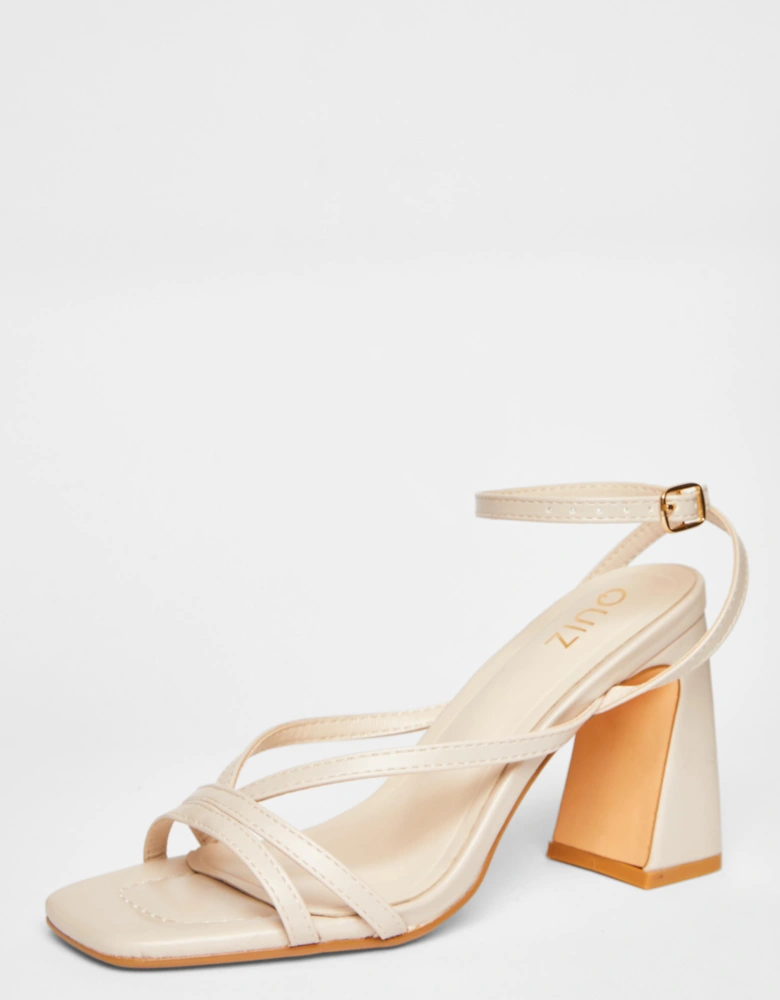 Nude Strappy High Block Heels