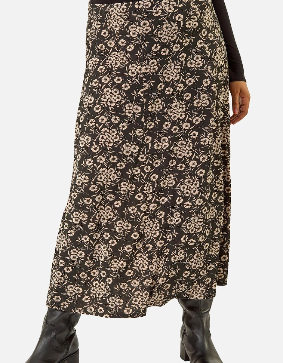 Curve Floral Stretch Midi Skirt, 2 of 1