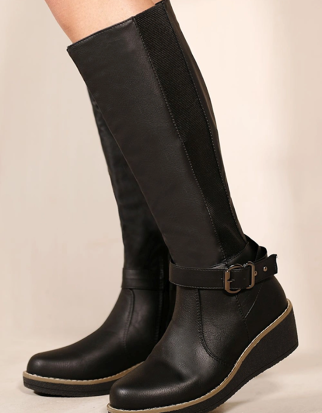 'Ayleen' Wedge Heel Knee High Boots, 2 of 1