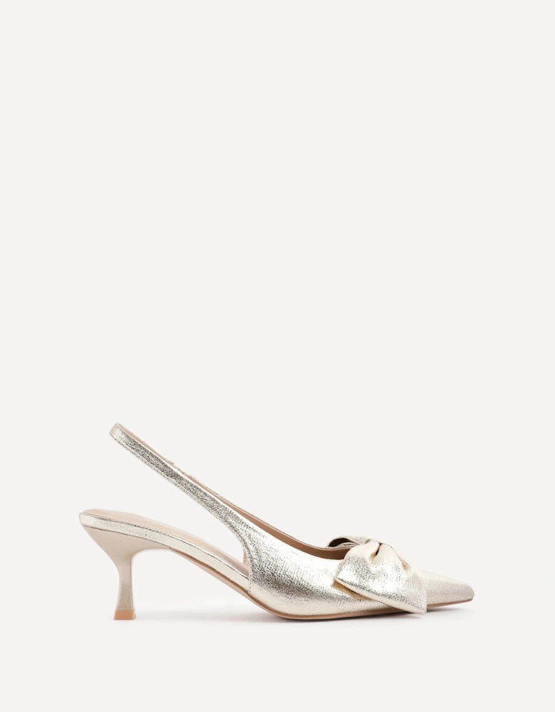 Merlot Gold Faux Leather Slingback Court Heels