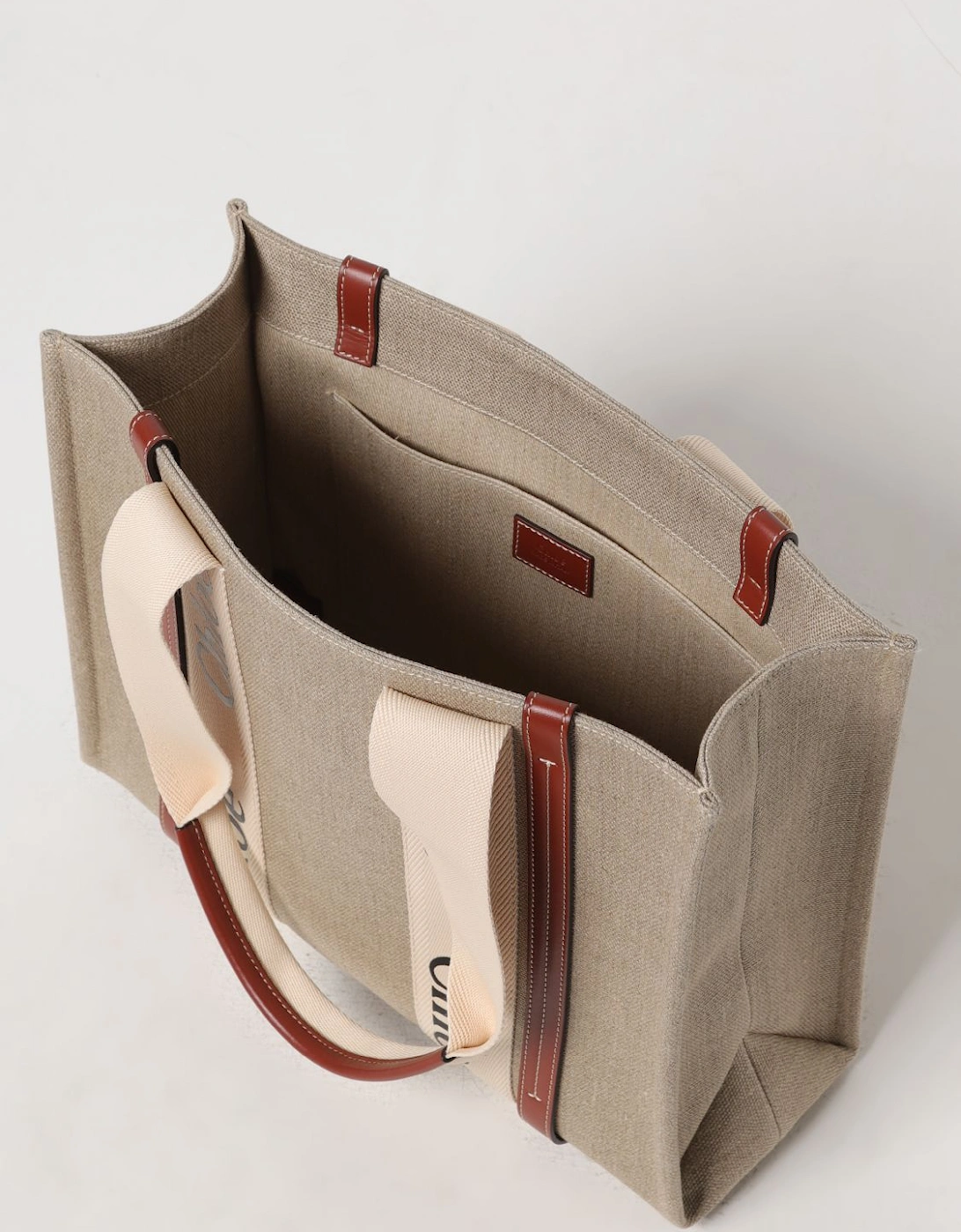 Woody Tote Medium Canvas Leather