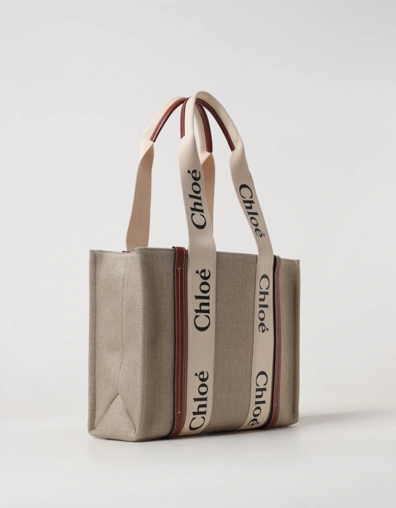 Woody Tote Medium Canvas Leather