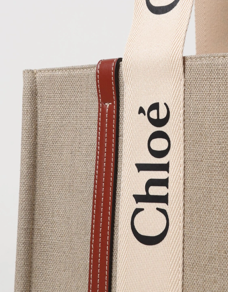 Woody Tote Medium Canvas Leather
