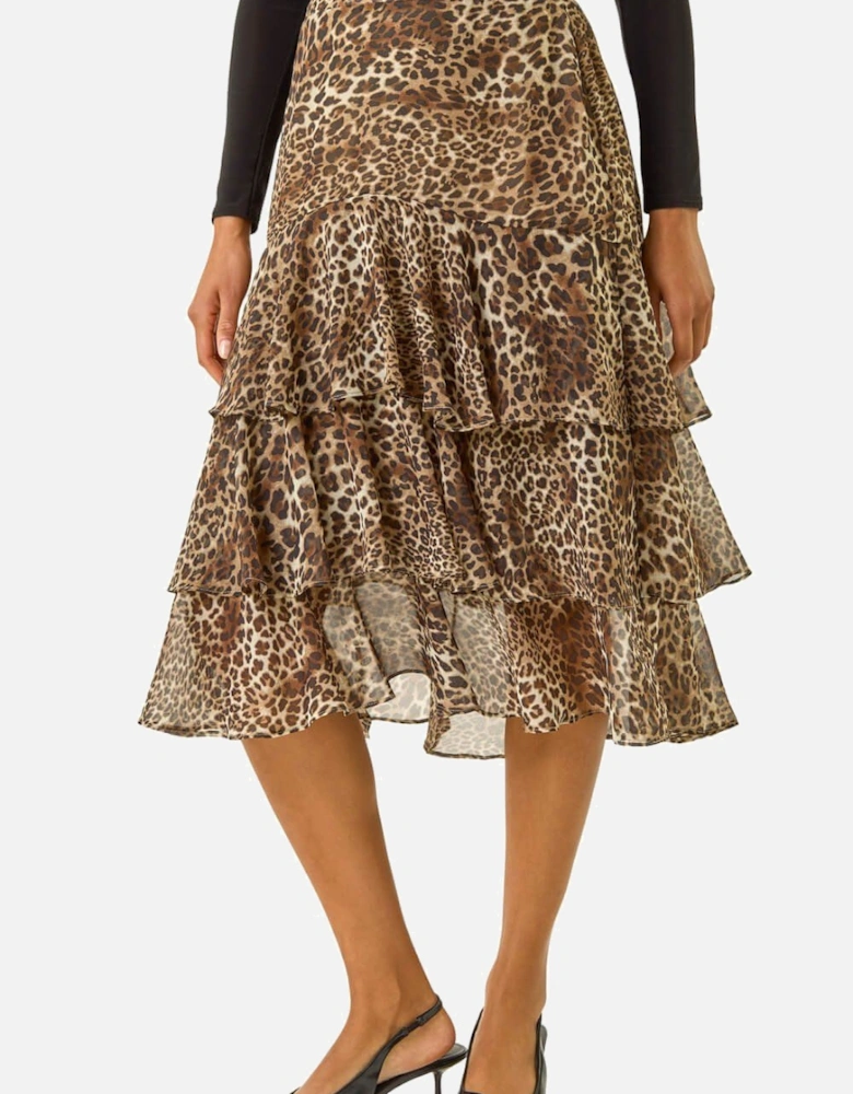 Animal Print Ruffled Skirt