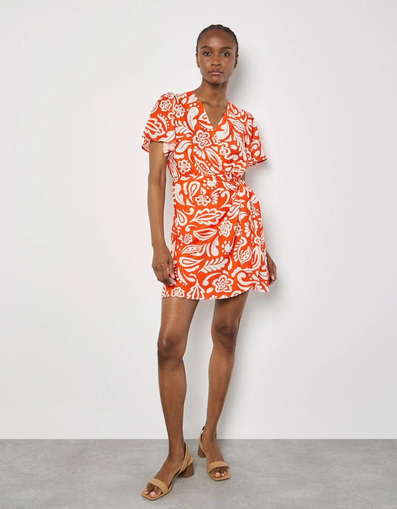 Floral Paisley Wrap Mini Dress