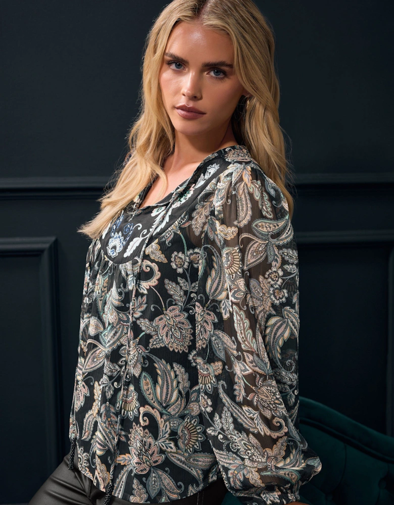 Petite Floral Embroidered Blouse