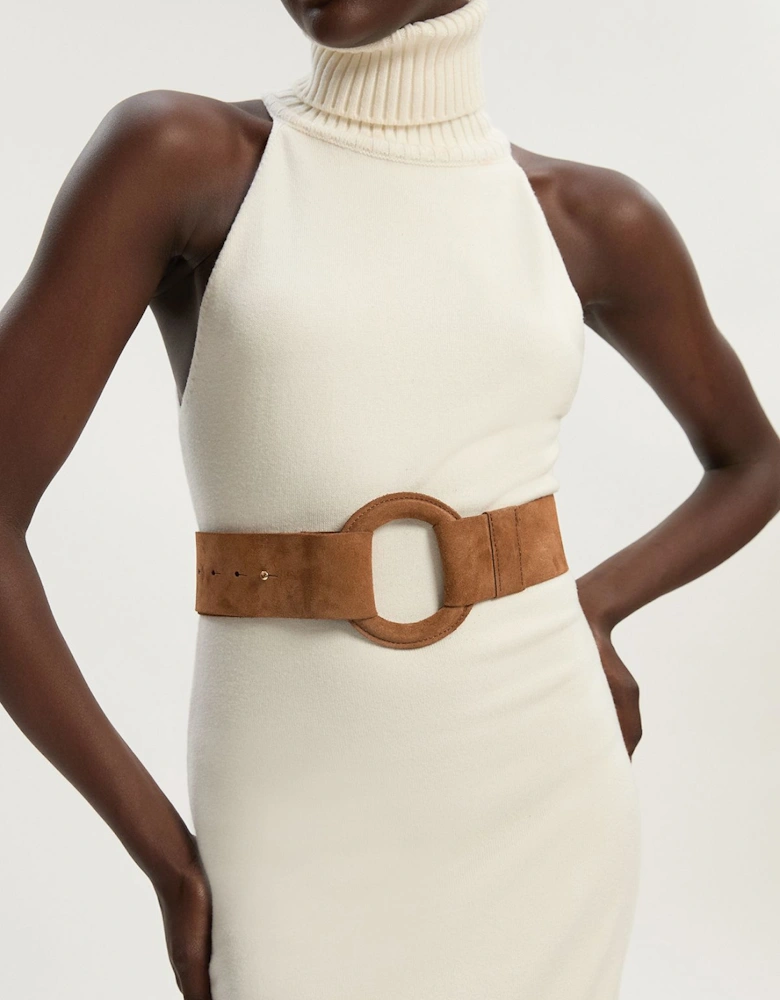 Suede Ring Detail Chunky Belt