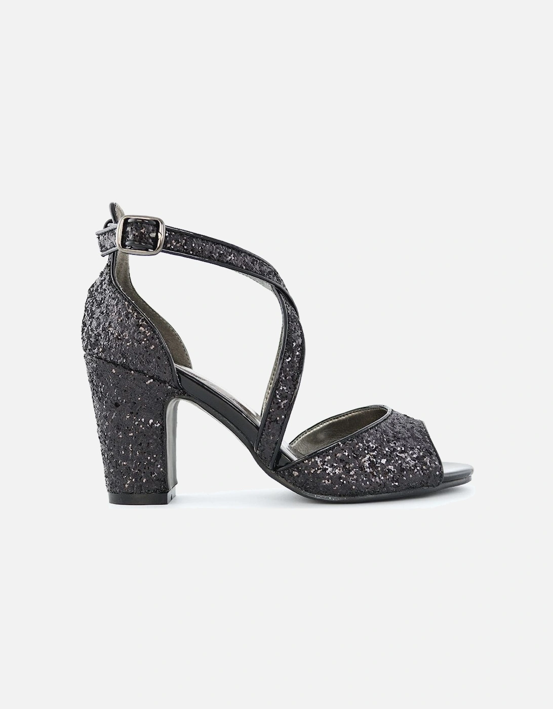 'Harlow' Cross Over Strappy Buckle Peep Toe Block High Heels, 2 of 1