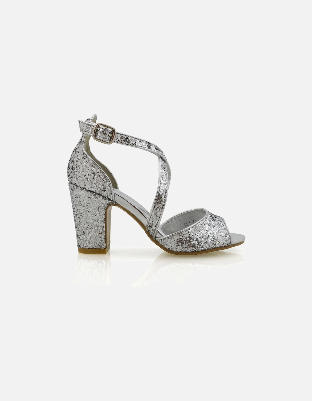 'Harlow' Cross Over Strappy Buckle Peep Toe Block High Heels, 2 of 1