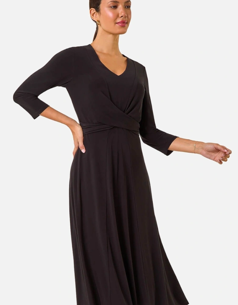 Stretch Crossover Midi Dress
