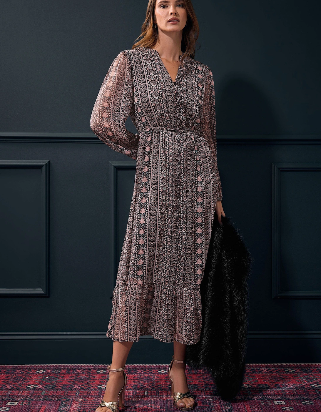 Floral Chiffon Maxi Dress, 2 of 1