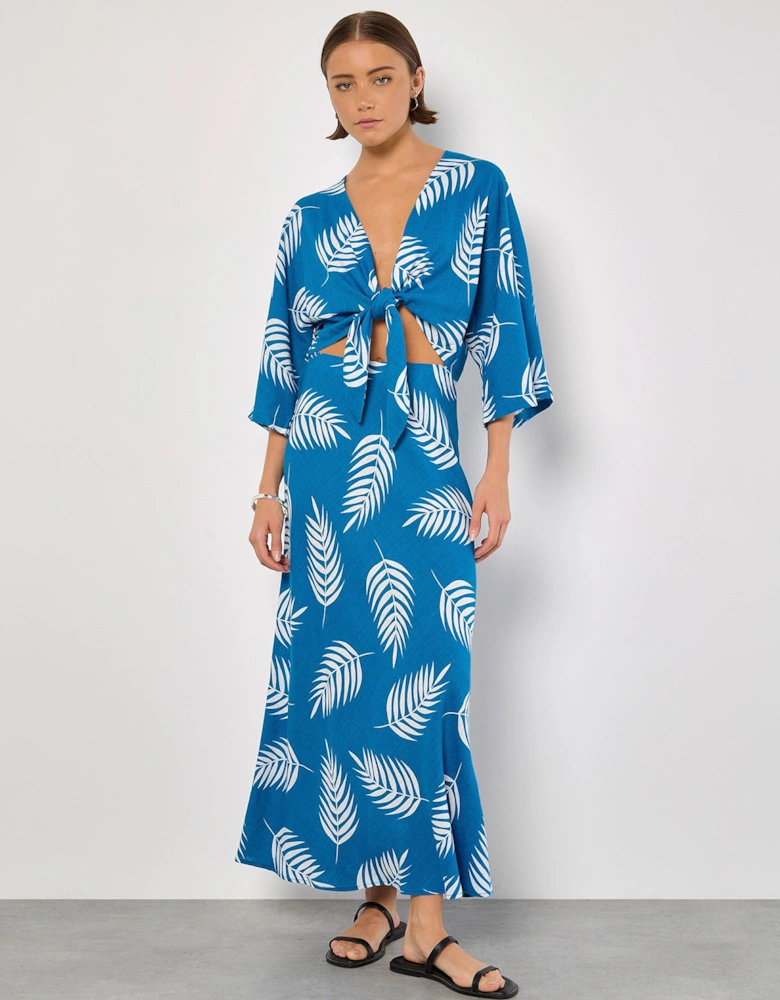 Tropical Leaf Bias Maxi Skirt