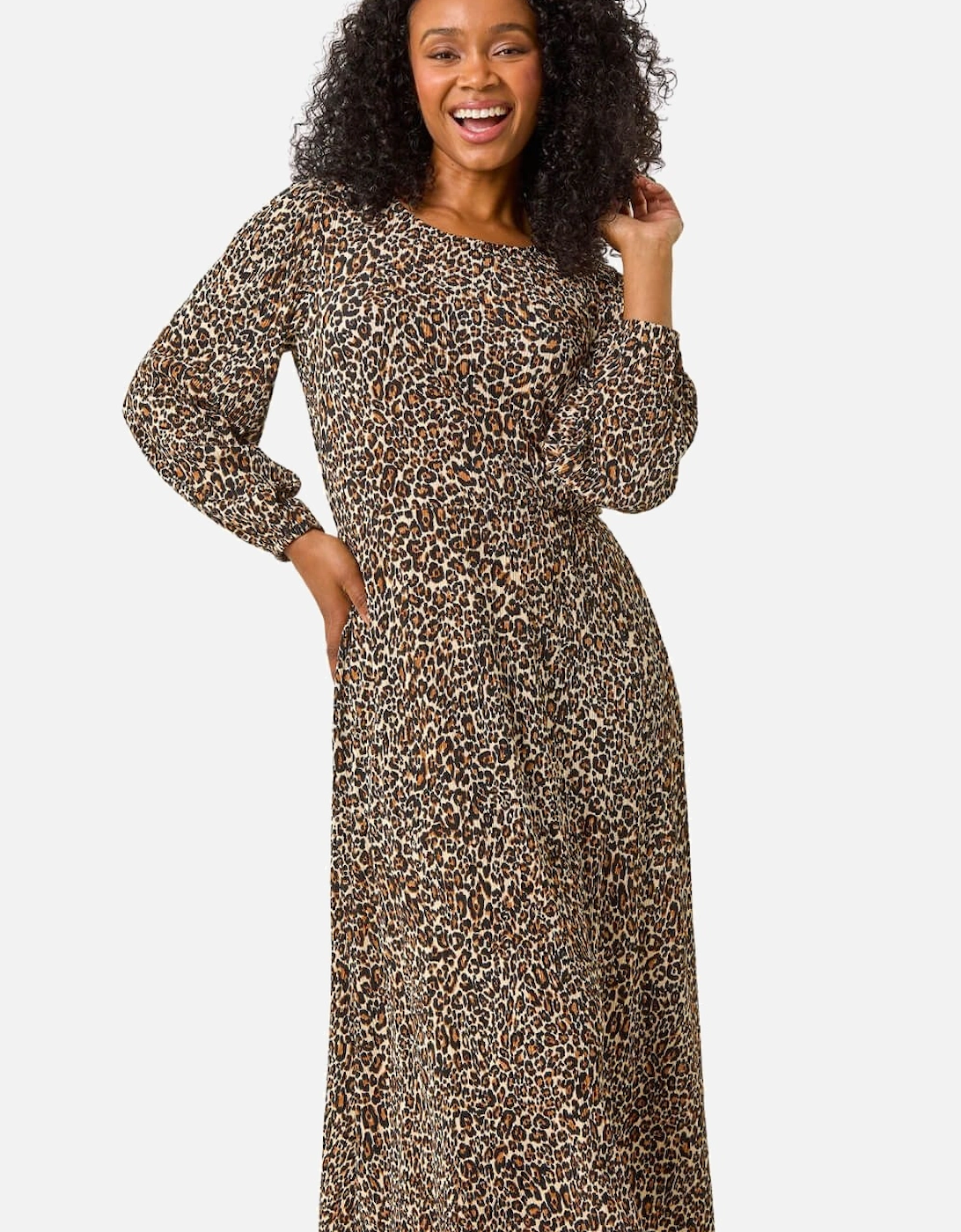 Petite Plisse Animal Print Dress, 2 of 1