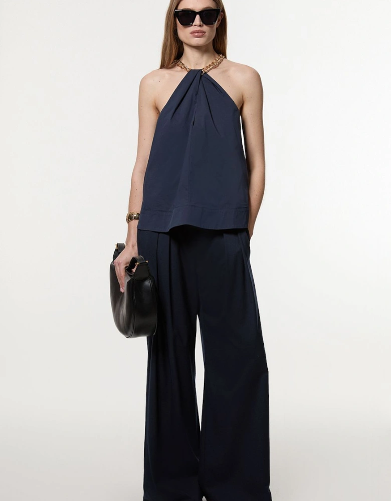 Tall Cotton Poplin Chain Halter Next Woven Shirt