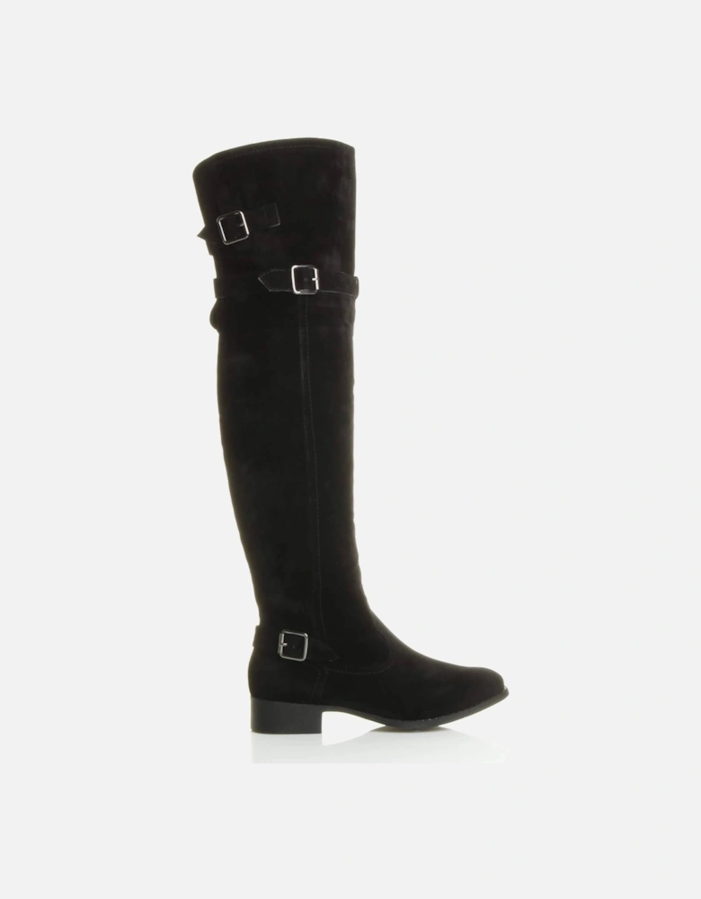 Low  Heel Riding Faux Suede Over The Knee Boots