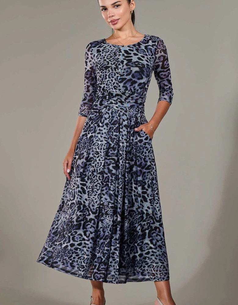Petite Pleated Half Sleeve Midi Dress