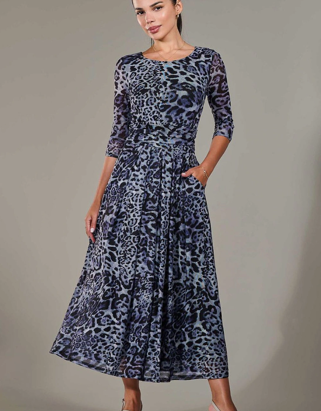 Petite Pleated Half Sleeve Midi Dress, 2 of 1