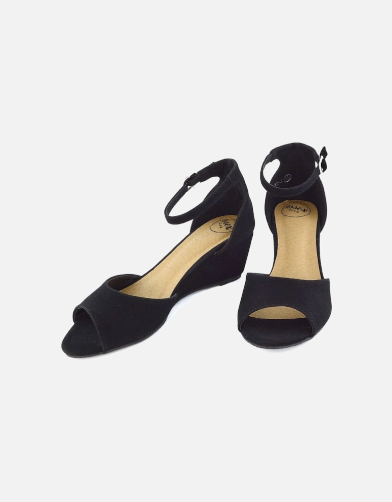 'Lottie' Peeptoe Mid Wedge Heel Sandals