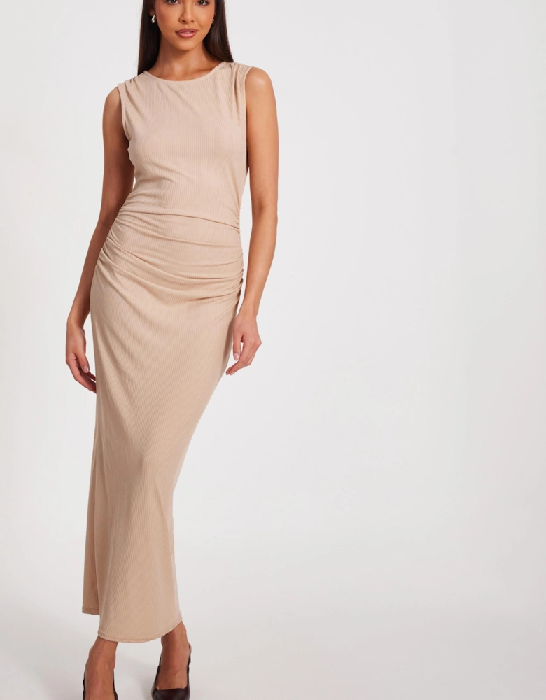 Stone Ribbed Midaxi Dress