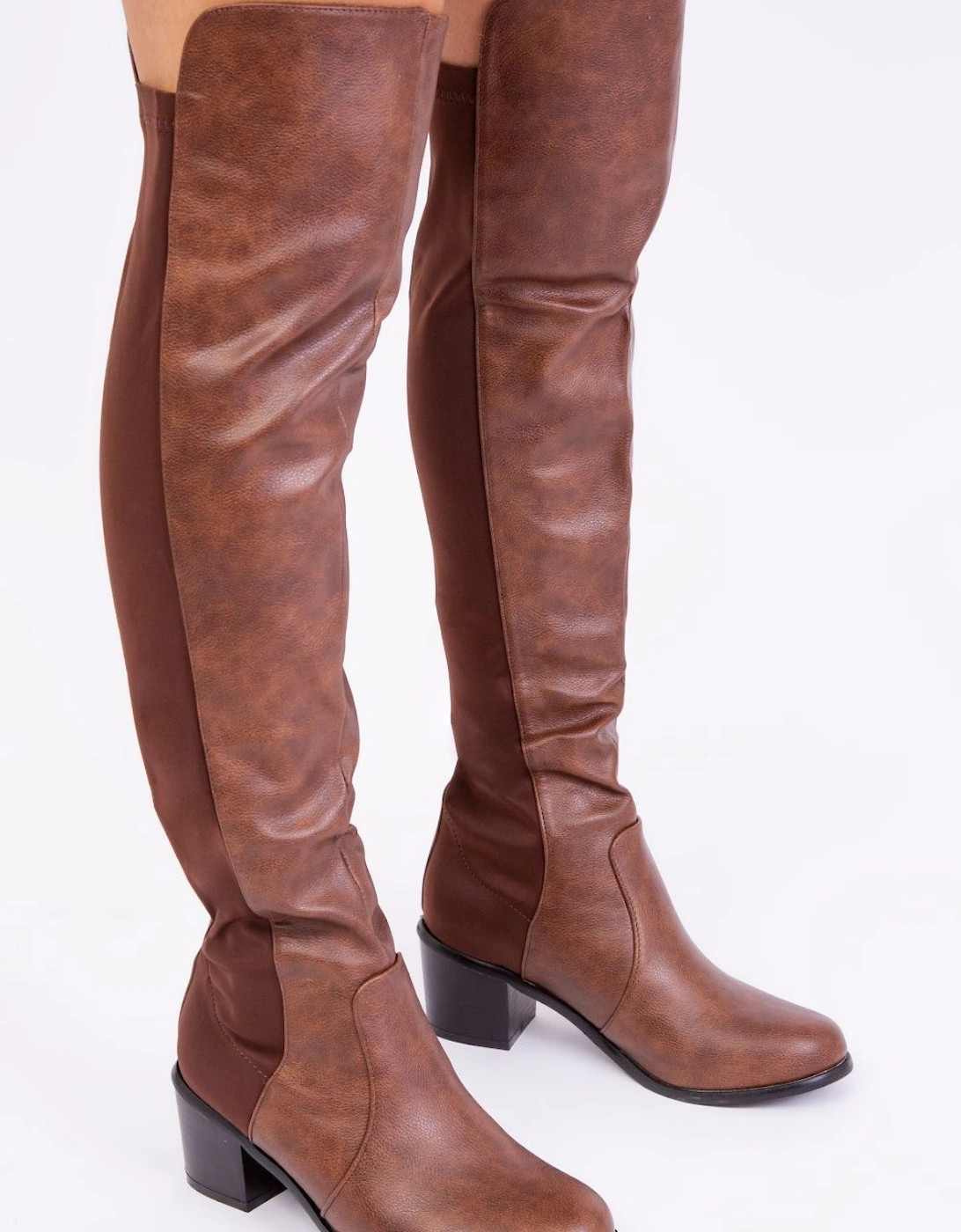 'Britta' Thigh High Mid Heeled Boots, 2 of 1