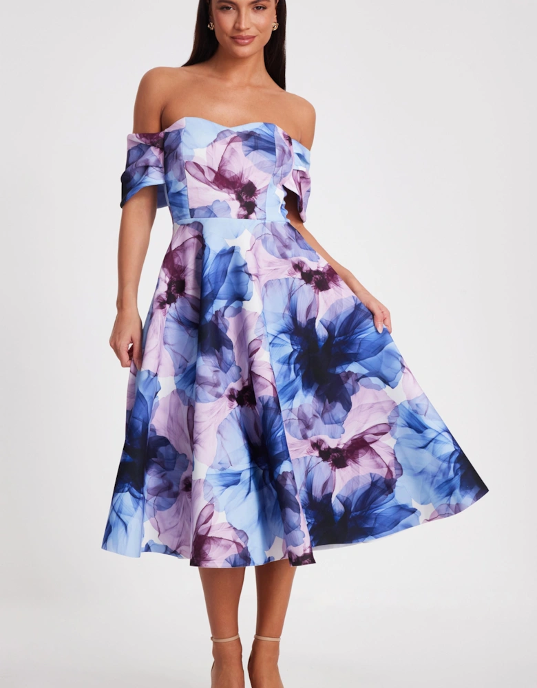 Light Blue Floral Skater Dress