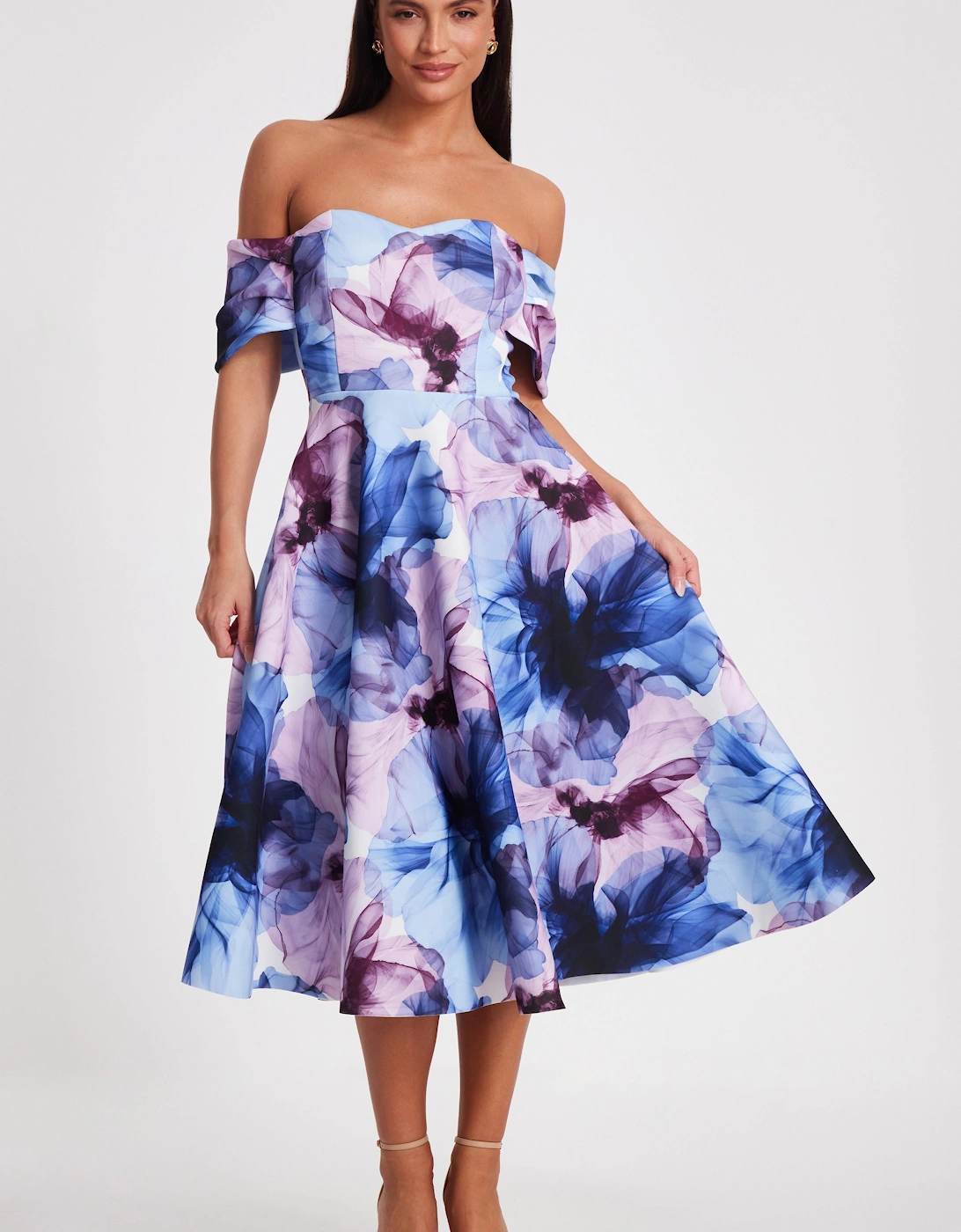 Light Blue Floral Skater Dress, 2 of 1
