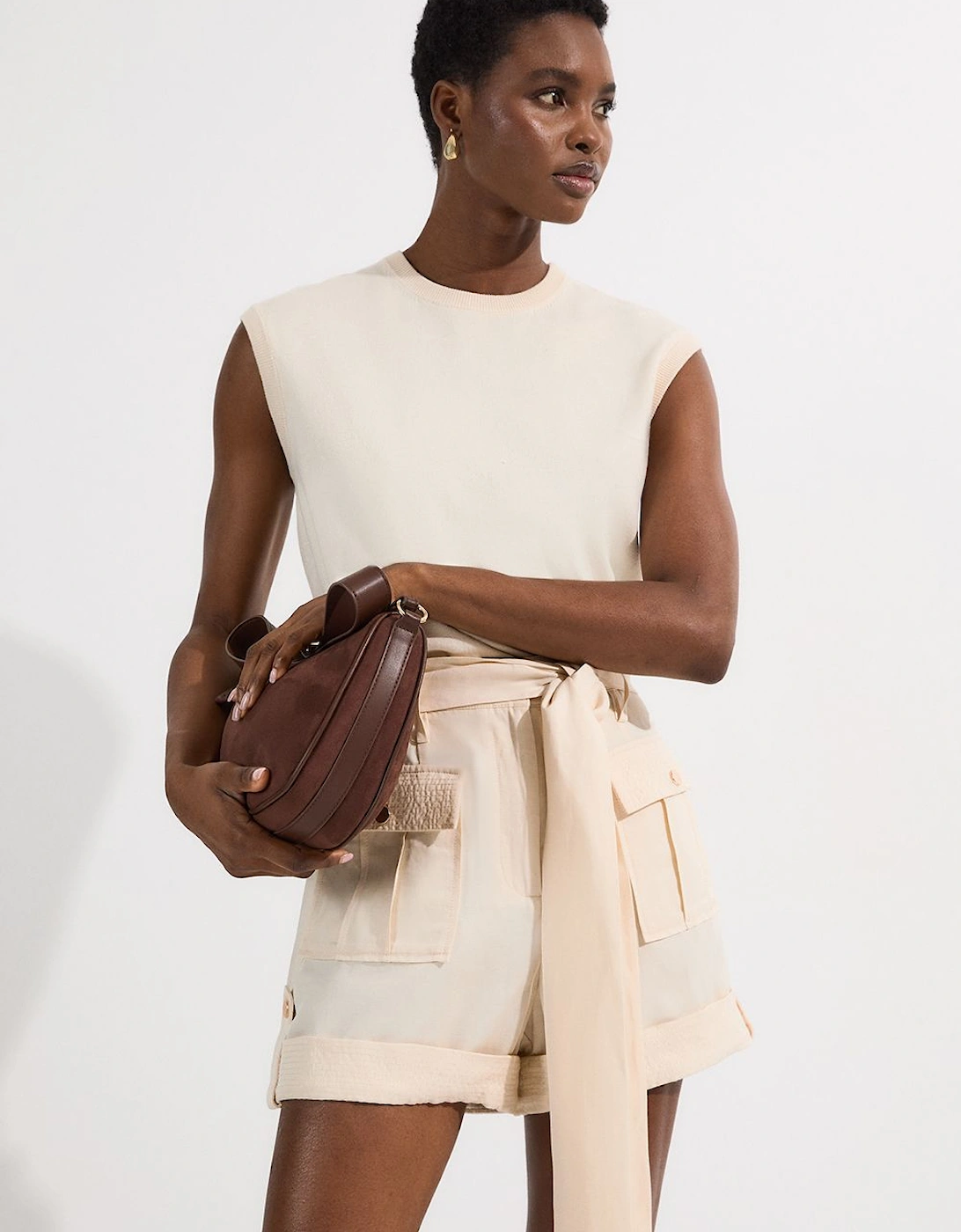 Linen Twill Top Stitch Belted Woven Short, 2 of 1