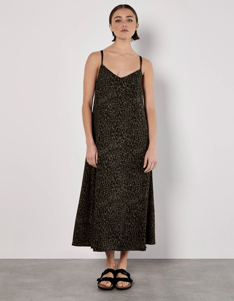 Animal Print Crepe Maxi Slip Dress