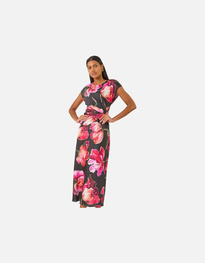 Floral Printed Wrap Detail Midi Dress